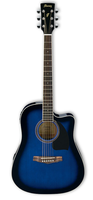 Ibanez PF15ECE-TBS Acoustic-Electric Guitar With Transparent Blue Sunburst Finish