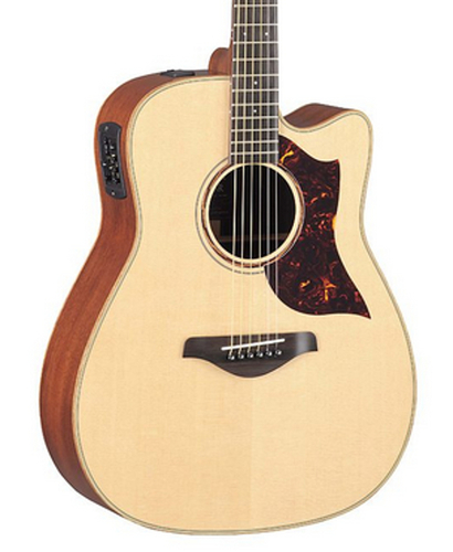Yamaha A3M Dreadnought Cutaway - Natural Acoustic-Electric Guitar, Sitka Spruce Top, Solid Mahogany Back And Sides