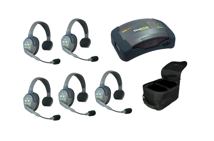 Eartec Co HUB5S Eartec UltraLITE/HUB Full Duplex Wireless Intercom System W/ 5 Headsets