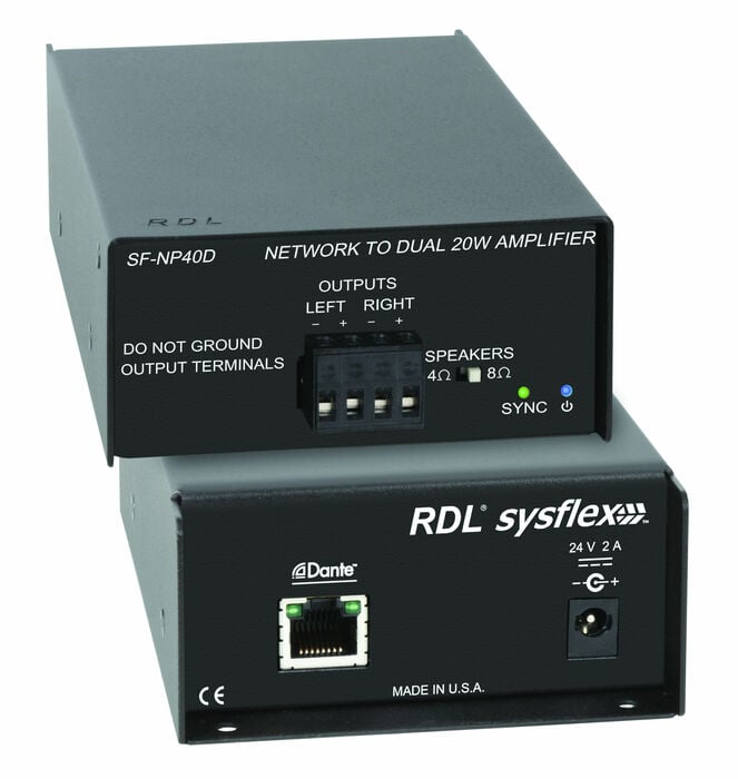 RDL SF-NP40D Network To 40W Stereo Power Amplifier, Dante Converter
