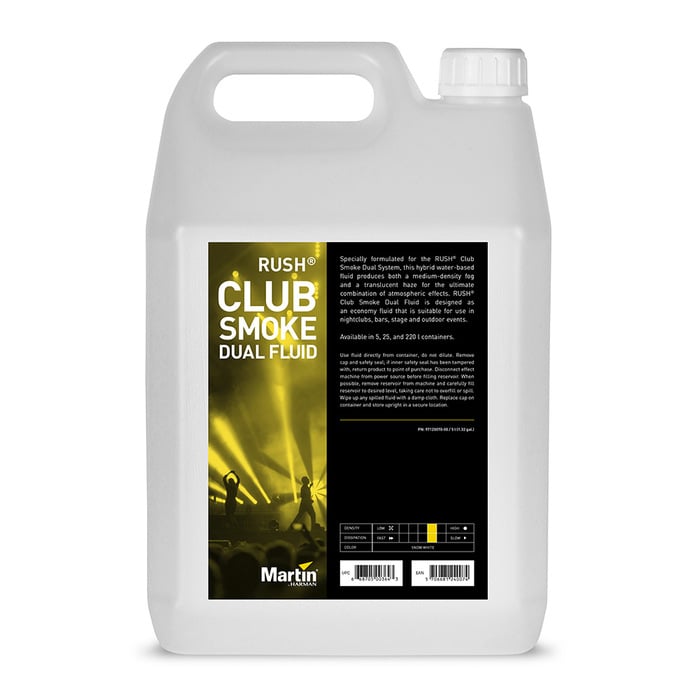 Martin Pro RUSH Club Smoke Dual Fluid 4-5L Containers Of Hybrid Water-Based Fog And Haze Fluid For RUSH Club Smoke Dual