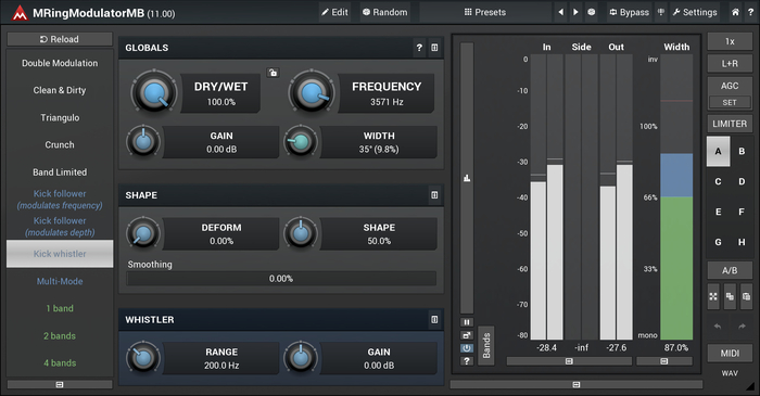 Melda MRingModulatorMB 6 Bands, 2 Oscillators, Custom Shape [download]