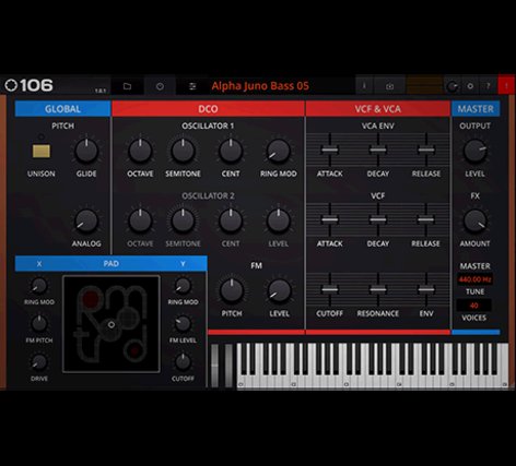 Tracktion Retromod 106 Classic Juno Virtual Synthesizer Bundle, 3 Instruments [download]