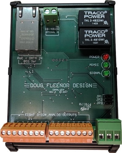 Doug Fleenor Design E8ANL-DIN Ethernet Interface With Eight Analog Outputs, 0-10V