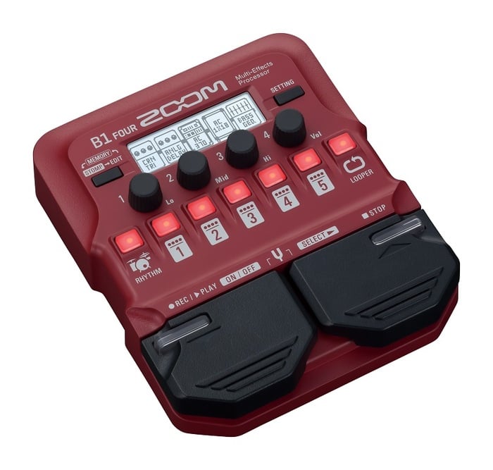 Zoom B1 Four Bass Multi Effects Pedal With Amp Simulation, Looper And Built-In Drum Patterns