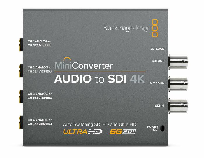 Blackmagic Design Mini Converter Audio to SDI 4K SD/HD/UHD/4K And DCI 4K Signals Audio Embedder And Converter