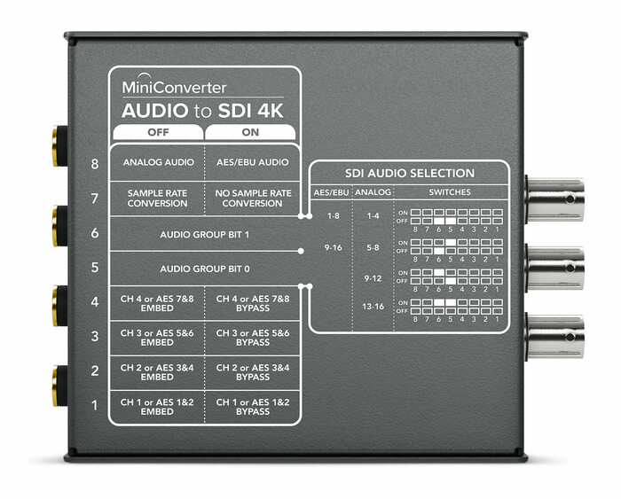 Blackmagic Design Mini Converter Audio to SDI 4K SD/HD/UHD/4K And DCI 4K Signals Audio Embedder And Converter