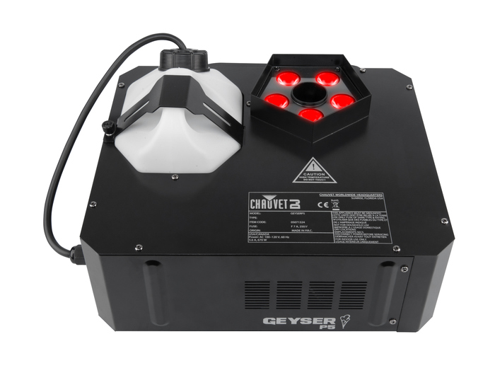 Chauvet DJ Geyser P5 Vertical Jet Fog Machine With 5x7W RGBA+UV LEDs, 13,500cfm Output