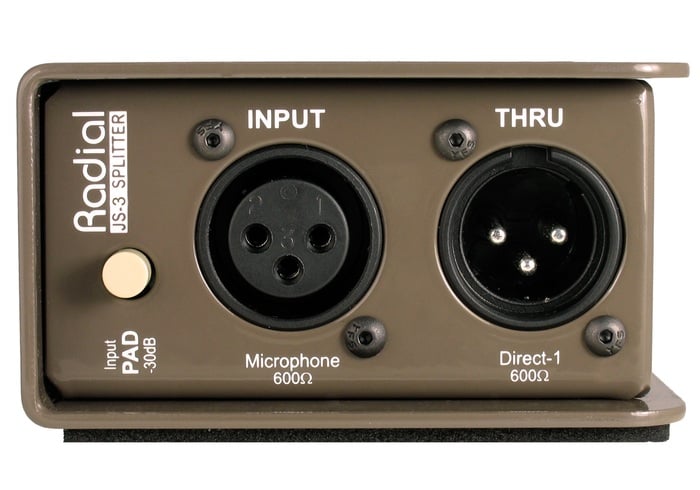 Radial Engineering JS3 Mic Splitter, Passive, 1 Input, 1 Direct Output And 2 Jensen Isolated Outputs