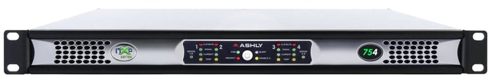 Ashly nXp754D 4-Channel Network Power Amplifier, 75W At 2 Ohms With Protea DSP Plus OPDante Option Card