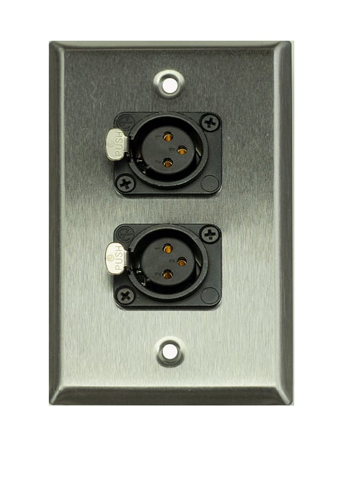 Whirlwind WP1/2FNS Single Gang Wallplate In Silver With 2 XLRF Connectors