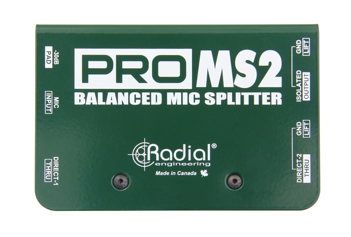 Radial Engineering ProMS2 Mic Splitter, Passive, 1 Input, 2 Direct Outputs And 1 Eclipse Isolated Output