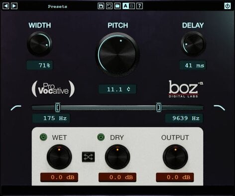 Boz Digital ProVocative Micro Pitch Shifting Plugin With Band Pass Filters And Wet / Dry Mix Controls