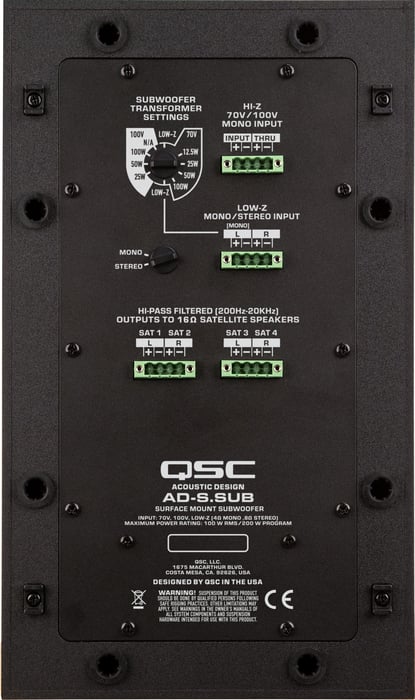 QSC AD-S.SUB 2x6.5" Surface-Mount Subwoofer, 70V