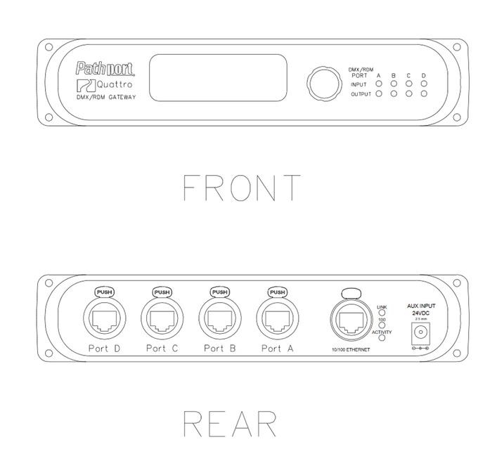 Pathway Connectivity P6326 Pathport 4-port Gateway, Rear RJ45 Ethercon