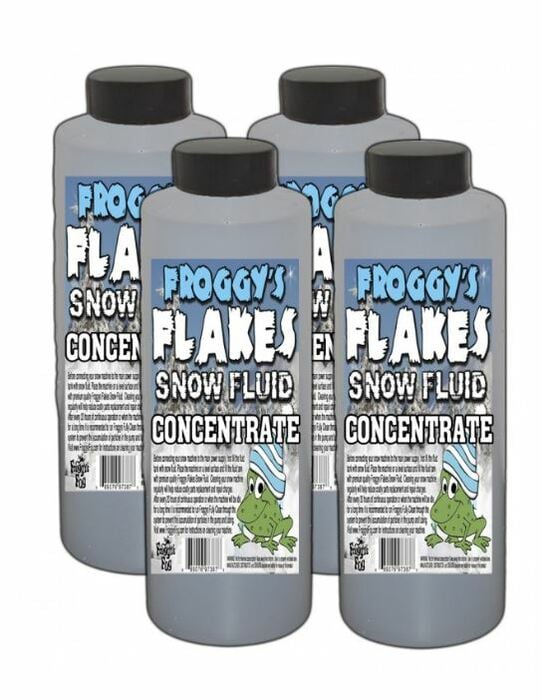 Froggy's Fog DRY Snow Juice Concentrate Low Residue Formula For 50-75ft Float Or Drop, 4- 8oz Bottles, Makes 4 Gallons