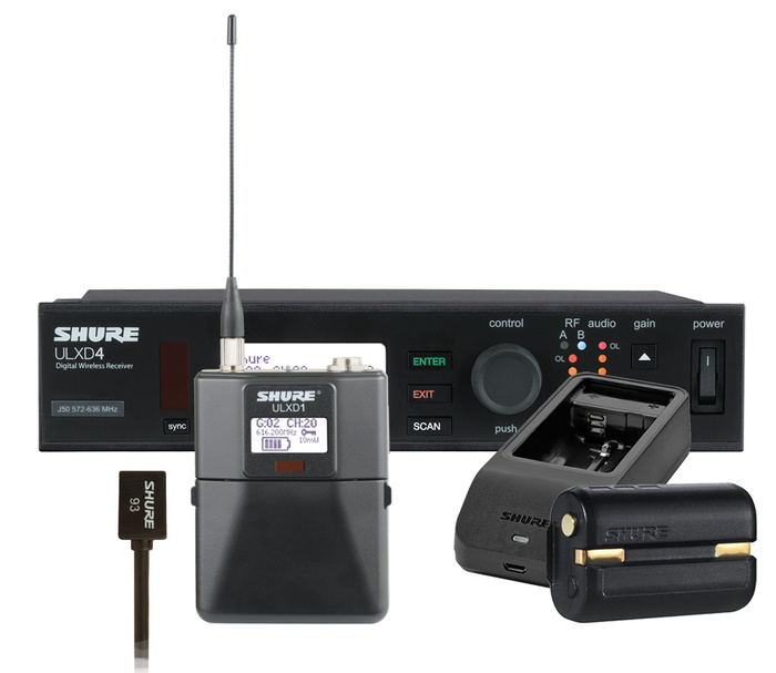 Shure ULXD14/93-G50 ULXD Lavalier Wireless Bundle With Bodypack, WL93 Mic, Battery And Charger, In G50 Band