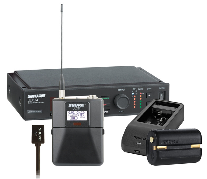 Shure ULXD14/93-H50 ULXD Lavalier Wireless Bundle With Bodypack, WL93 Mic, Battery And Charger, In H50 Band