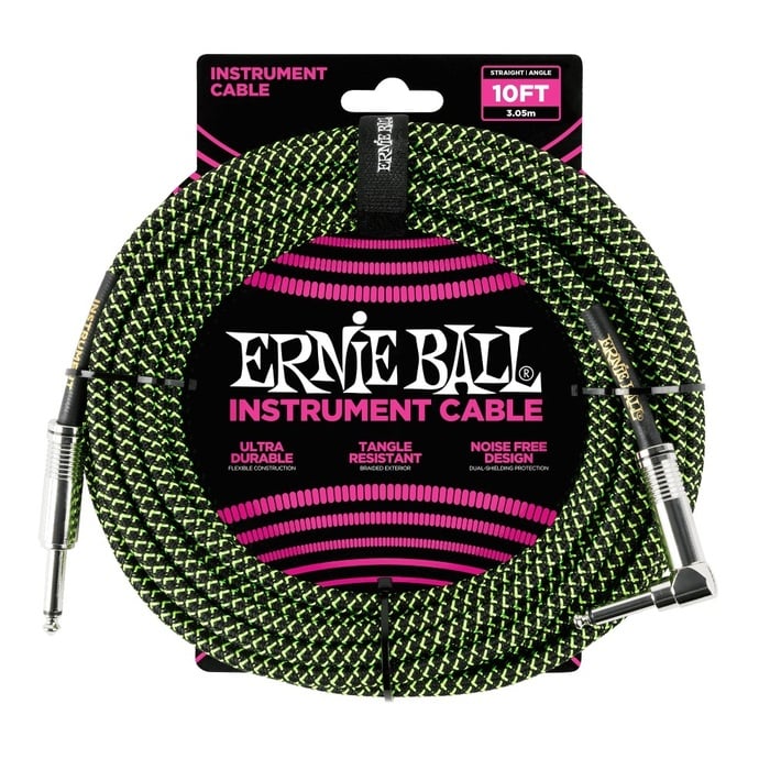 Ernie Ball P06077 / P06078 / P06079 / P06080 10' Braided Straight / Angle Instrument Cable