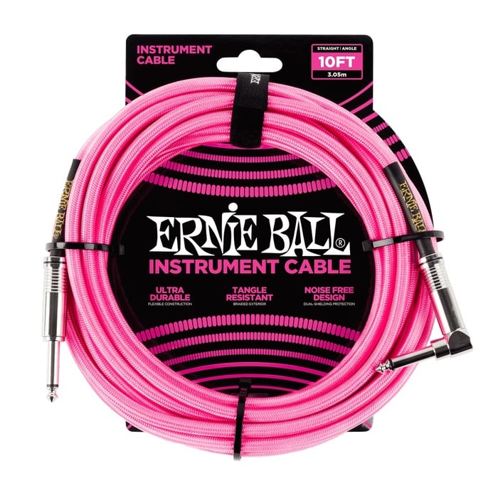 Ernie Ball P06077 / P06078 / P06079 / P06080 10' Braided Straight / Angle Instrument Cable