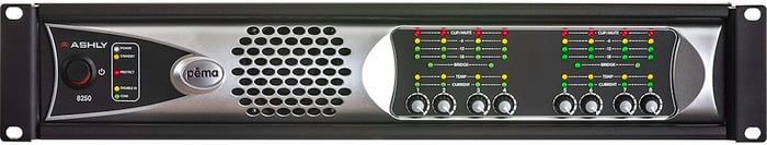Ashly pema 8250D 8-Channel Power Amplifier Plus OPDante Option Card, 250W At 4 Ohms, 8x8 DSP Matrix, CobraNet