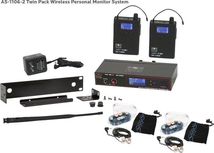 Galaxy Audio AS-1106-2 Wireless In-Ear Monitor System, 2 Receivers, 2 EB6 Earbuds