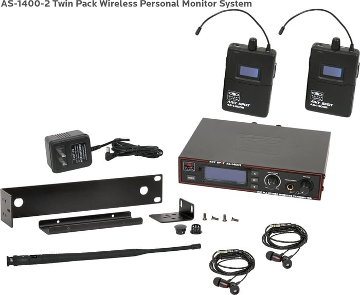 Galaxy Audio AS-1400-2M Wireless In-Ear Monitor System, 2 Receivers, 2 EB4 Earbuds