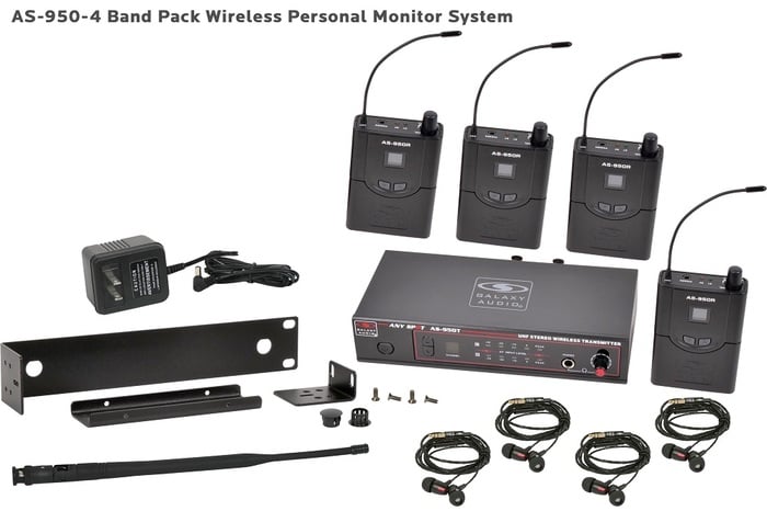 Galaxy Audio AS-950-4 Wireless In-Ear Monitor Band Pack, With EB4