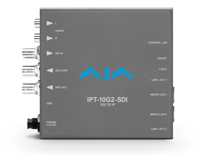 AJA IPT-10G2-SDI 3G-SDI To SMPTE ST 2110 IP Video And Audio Converter