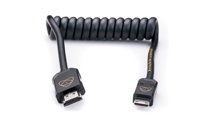 Atomos ATOM4K60C3 AtomFLEX HDMI Male To Mini HDMI Male Coiled Cable, 12 - 24"