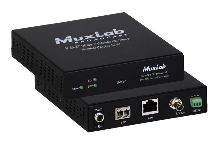 MuxLab 500767-RX-MM 3G-SDI/ST2110 Over IP Uncompressed Extender RX, MM