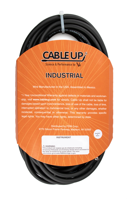 Cable Up PM2-PM2-20-BLK 20 Ft 1/4" TS Male To 1/4" TS Male Unbalanced Cable With Black Jacket