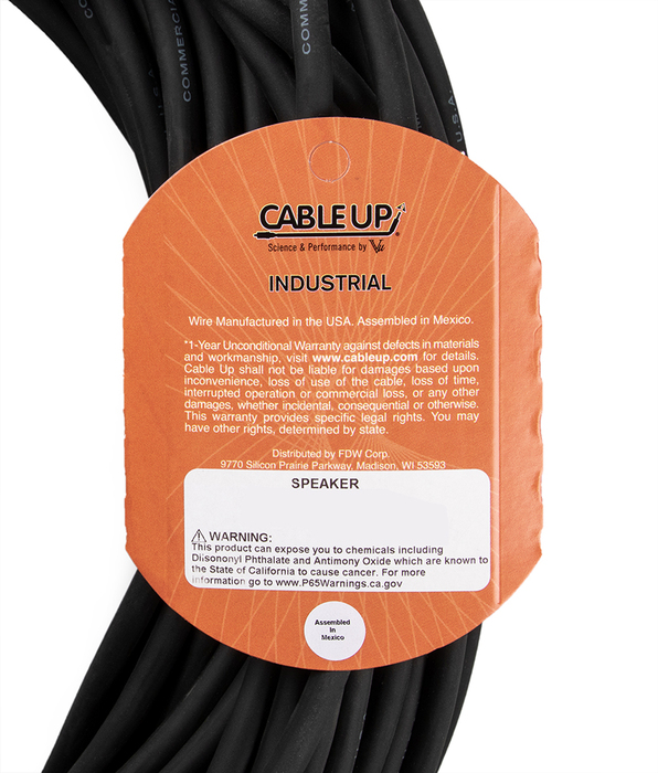 Cable Up SPK16/2-PP-100 100 Ft 16AWG TS To TS Speaker Cable