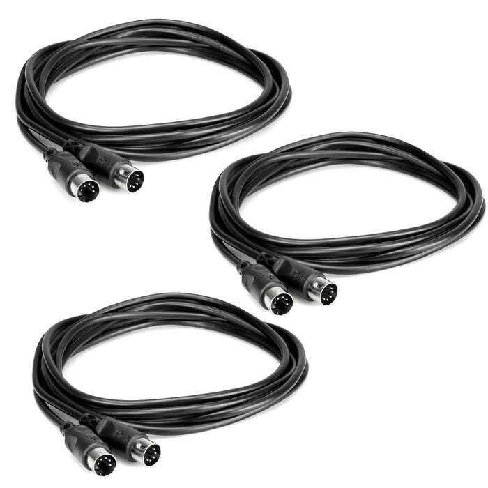 Hosa MID305-THREE-K 5' Midi Cable 3 Pack Bundle