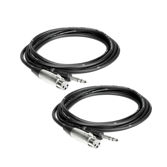 Hosa STX105F-TWO-K 5" XLR Female - 1/4" TRS Male Audio Cable 2 Pack Bundle