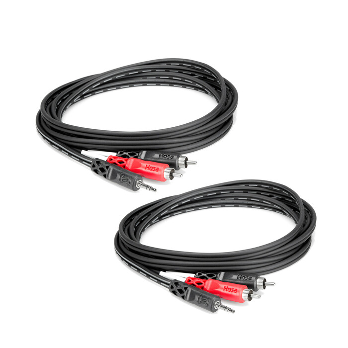 Hosa CMR210-TWO-K 10' 3.5mm TRS - Dual RCA Audio Cable 2 Pack Bundle