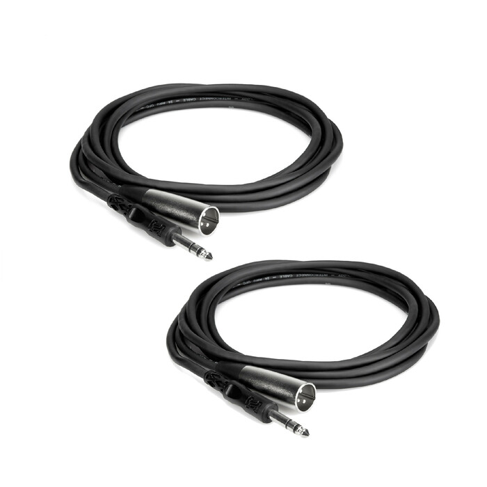 Hosa STX105M-TWO-K 5' XLR Male - 1/4" TRS Audio Cable 2 Pack Bundle