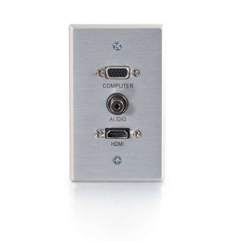 Cables To Go 41034 Single-Gang HDMI, HD15 VGA, 3.5mm Brushed Aluminum Wall Plate