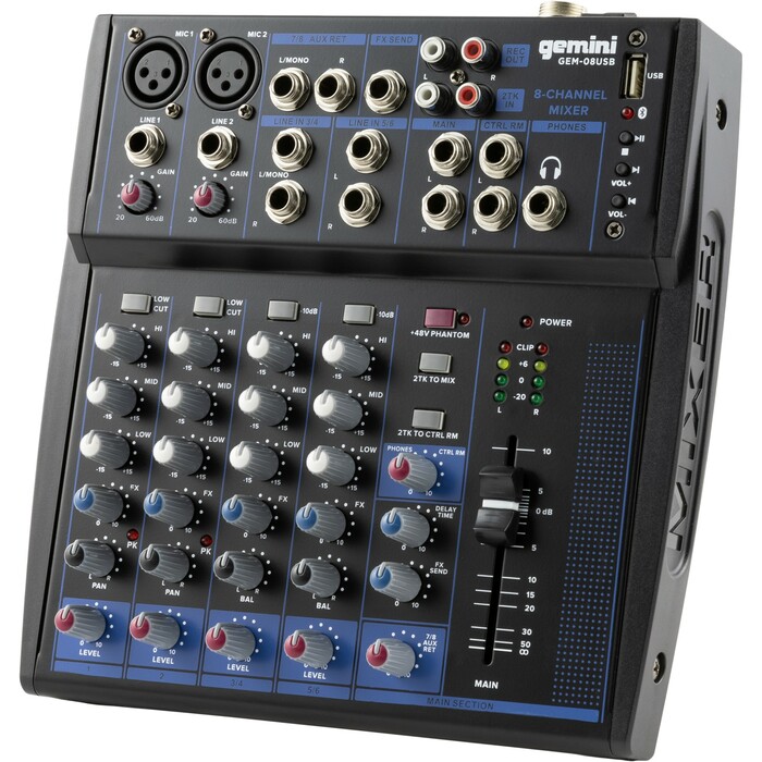 Gemini GEM-08USB 8-Channel Compact Analog Mixer, USB