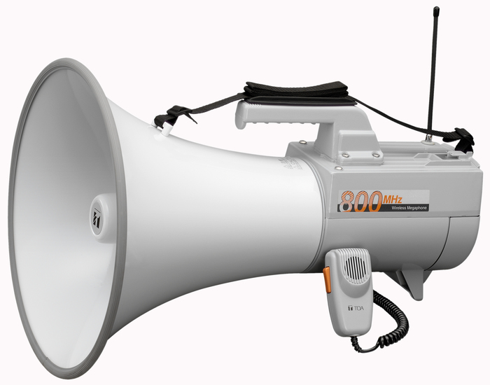 TOA ER-2930W 45W Shoulder Megaphone With Whistle And Wireless Microphone Option, White Or Gray