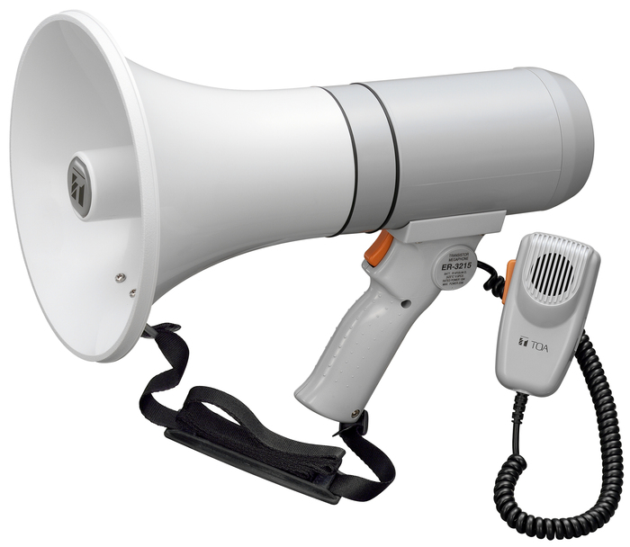 TOA ER-3215 15W Megaphone With Detachable Microphone, White Or Gray