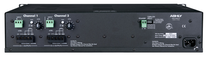 Ashly TRA-2075 Rackmount Stereo Power Amplifier, 75W At 4 Ohms With 70V/100V Transformer