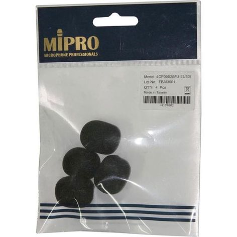 MIPRO 4CP0002 4-Pack Of Black Windscreens For MU53HN