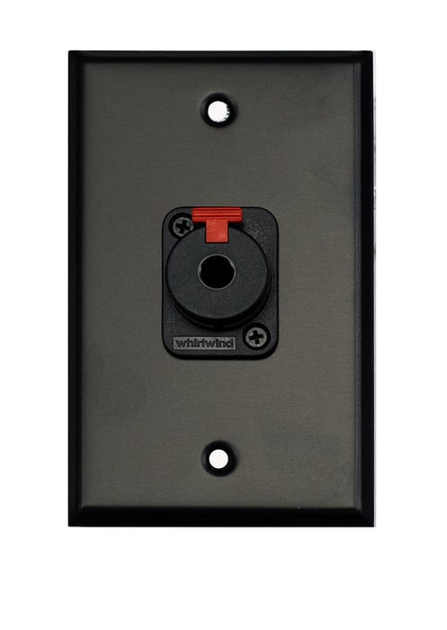 Whirlwind WP1B/1QW Single Gang Wallplate With 1/4" Jack, Black