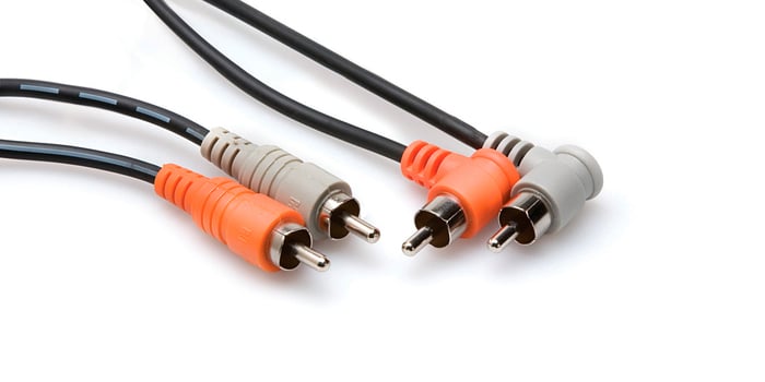 Hosa CRA-201R 3.3' Dual RCA To Right-Angle Dual RCA Audio Cable