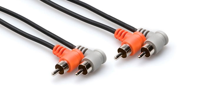 Hosa CRA-201RR 3.3' Right-Angle Dual RCA To Right-Angle Dual RCA Audio Cable