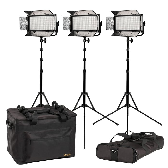 ikan MB8-3PT-KIT Mylo Bi-Color 3-point LED Light Kit With Batteries, Stands And Bags