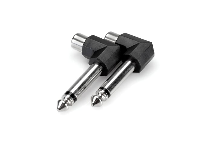 Hosa GPR-123 RCA-F To 1/4" TS Right-Angle Audio Adapter, 2 Pack