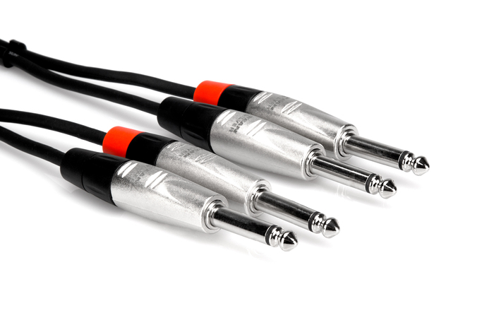 Hosa HPP-003X2 3' Pro Series Dual 1/4" TS To Dual 1/4" TS Audio Cable