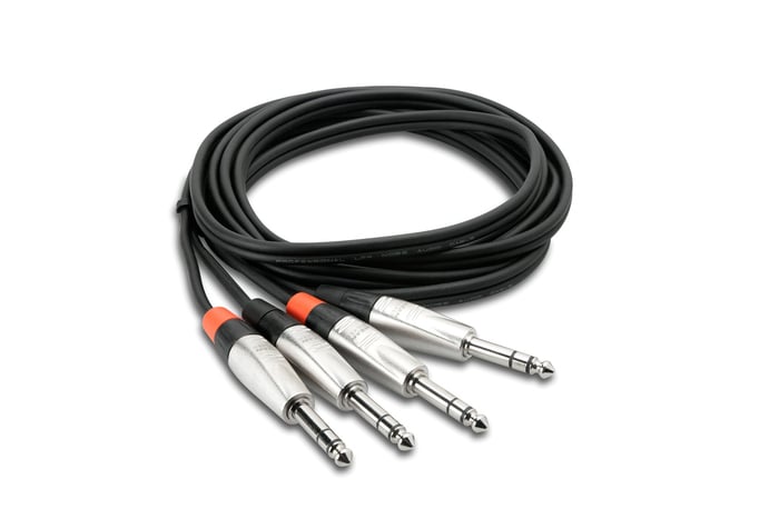 Hosa HSS-005X2 5' Pro Series Dual 1/4" TRS To Dual 1/4" TRS Audio Cable